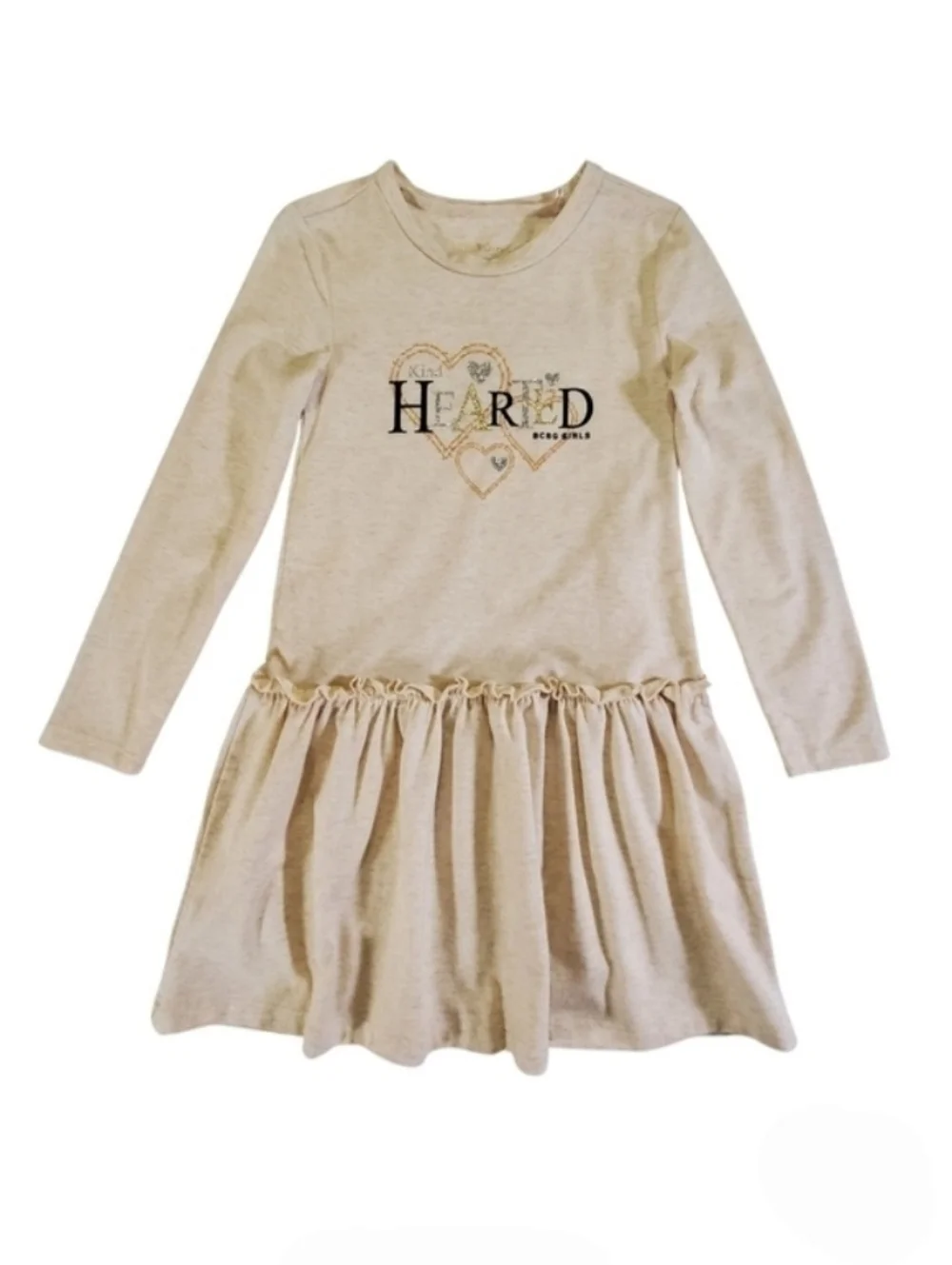 K1261 * BCBG Girls Kind Hearted Sparkly Dress Cream Oatmeal Size S (4/5)